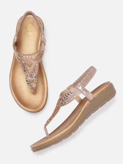

Tresmode Women Rose Gold Embellished Open Toe Flats