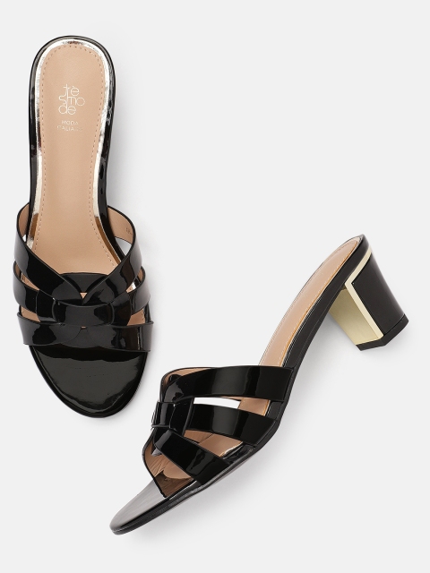 

Tresmode Women Black Solid Open Toe Heels