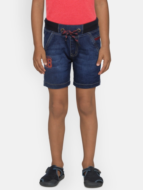 

612 league Boys Navy Blue Washed Regular Fit Denim Shorts