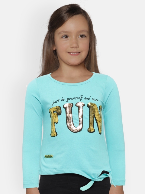 

612 league Girls Sea Green Sequinned Top