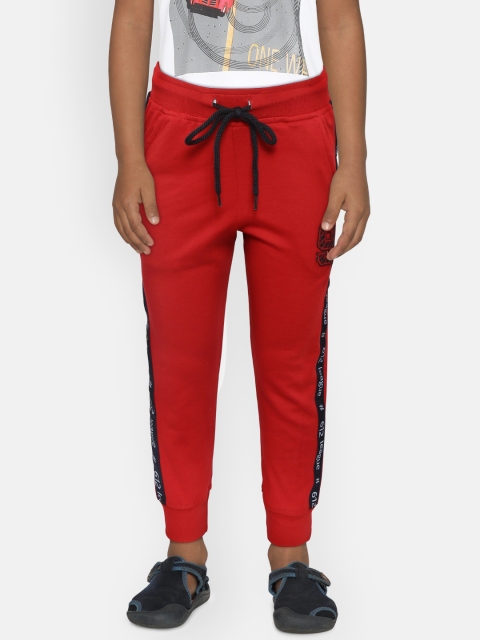 

612 league Boys Maroon & Black Regular Fit Side Striped Joggers