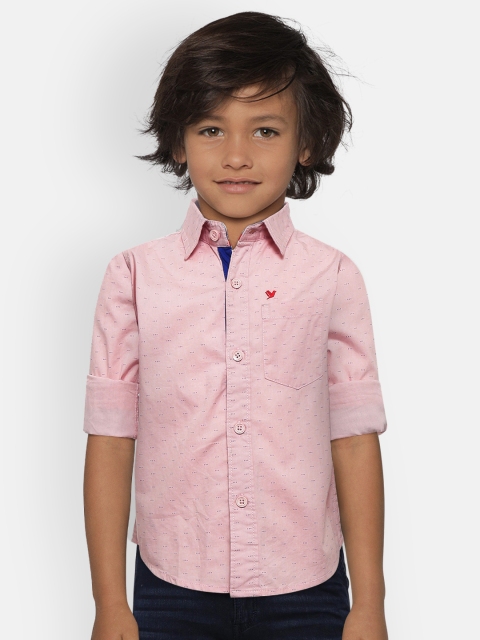 

612 league Boys Pink & Navy Blue Regular Fit Ditsy Print Casual Shirt
