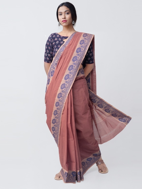 

Unnati Silks Beige Pure Cotton Solid Kanchi Handloom Sustainable Saree