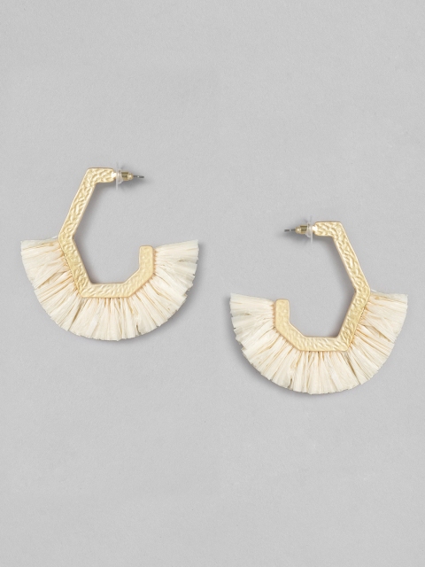 

DressBerry Gold-Plated & Beige Quirky Half Hoop Tasselled Earrings