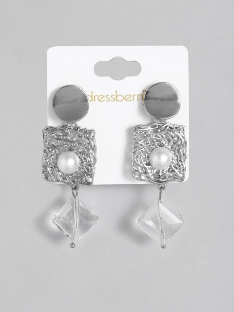 

DressBerry Set of 2 Silver-Toned Geometric Drop Earrings