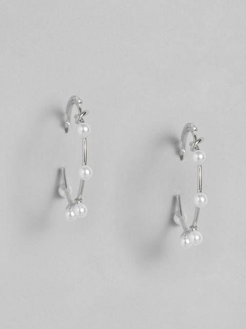 

DressBerry Silver-Toned Circular Shaped Half Hoop Earrings