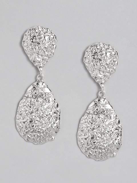 

DressBerry Silver-Toned Teardrop Shaped Drop Earrings