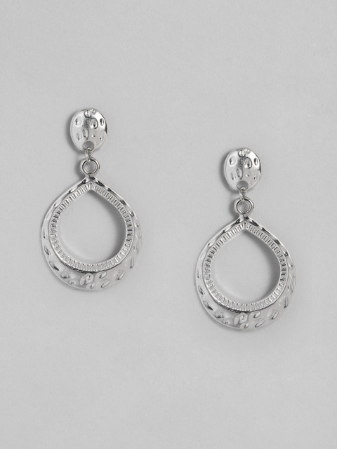 

DressBerry Silver-Toned Teardrop Shaped Drop Earrings