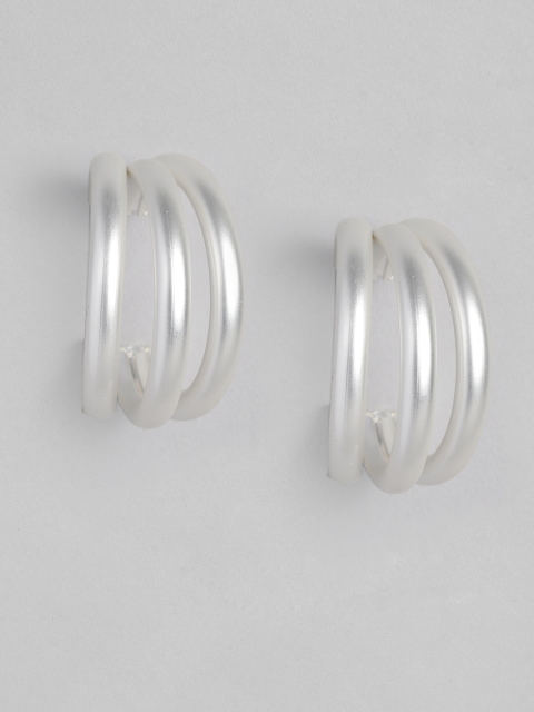 

DressBerry Silver-Toned Circular Half Hoop Earrings