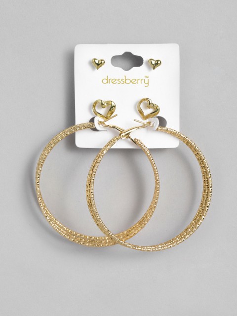 

DressBerry Gold-Toned Set Of 3 Earrings