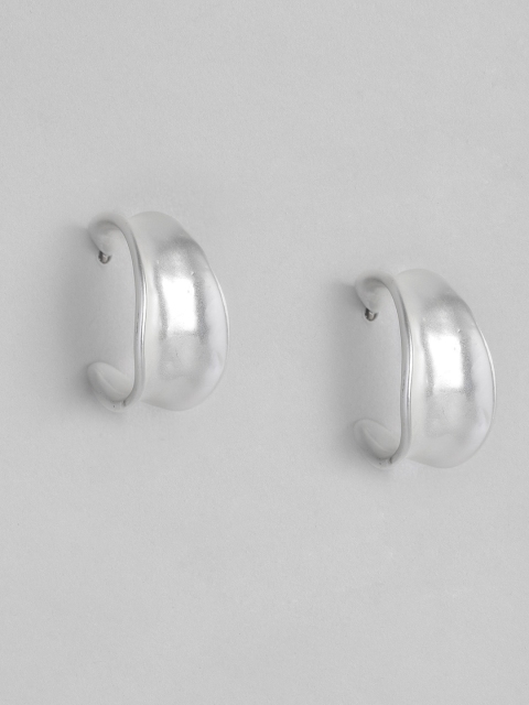 

DressBerry Silver-Toned Geometric Half Hoop Earrings