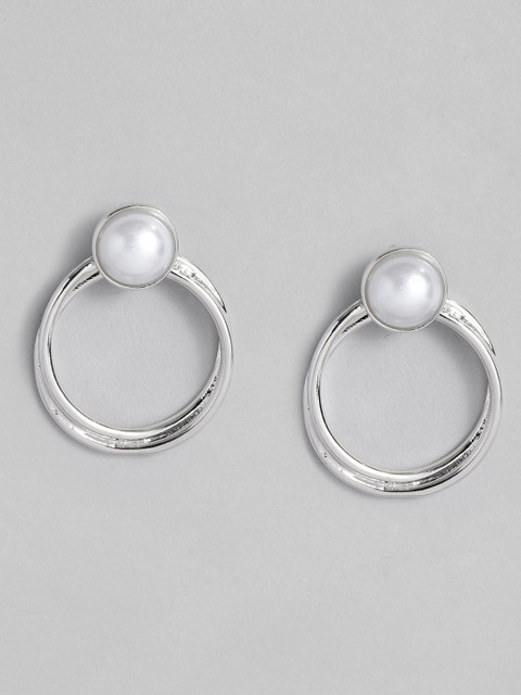 

DressBerry Silver-Toned Circular Drop Earrings