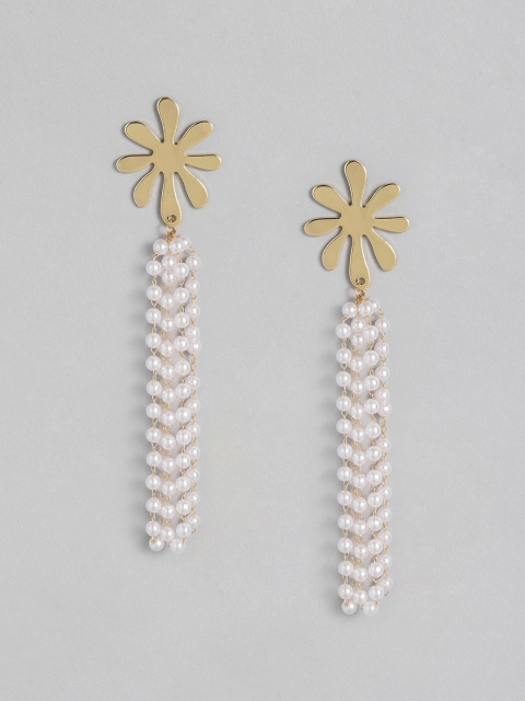 

DressBerry Gold-Toned & White Contemporary Drop Earrings