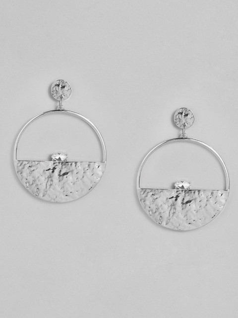 

DressBerry Silver-Toned Circular Drop Earrings