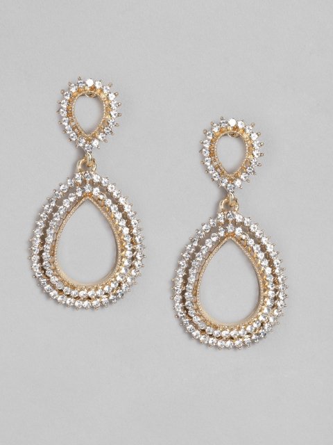 

DressBerry Gold-Toned Teardrop Shaped Drop Earrings