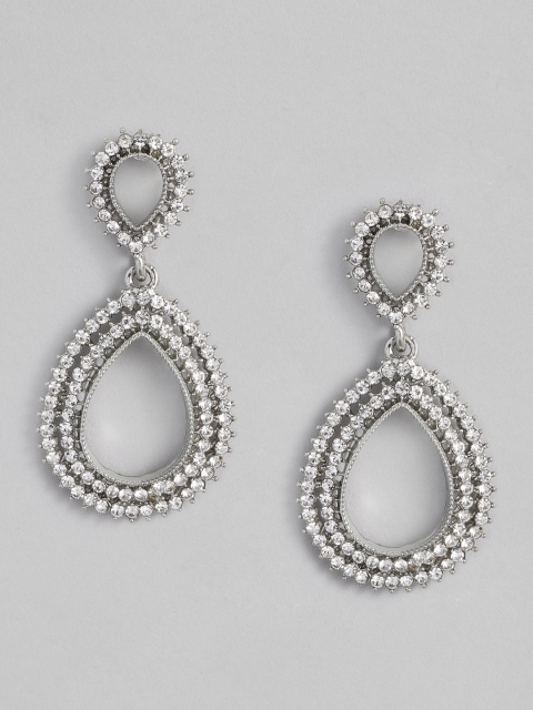 

DressBerry Silver-Toned Teardrop Shaped Drop Earrings