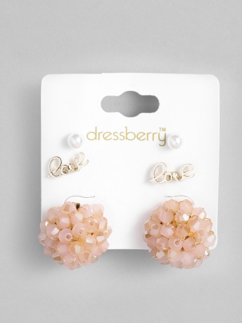 

DressBerry Set of 3 Studs, Pink