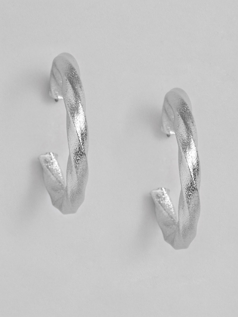 

DressBerry Silver-Toned Circular Half Hoop Earrings