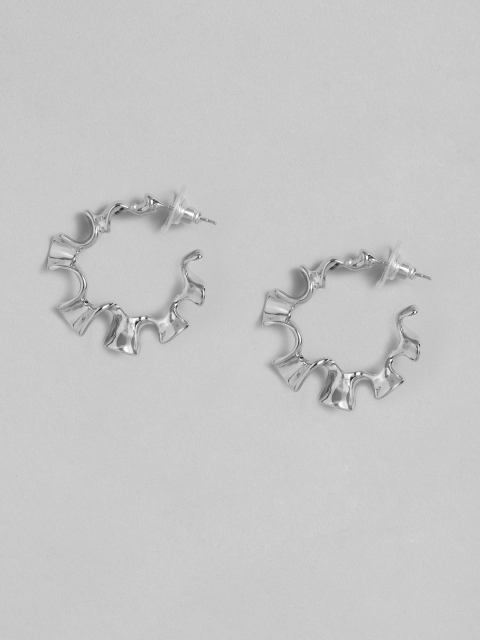 

DressBerry Silver-Toned Circular Half Hoop Earrings