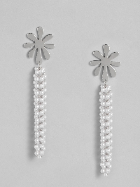 

DressBerry Silver-Toned & White Contemporary Drop Earrings