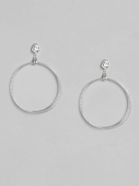 

DressBerry Silver-Toned Circular Drop Earrings