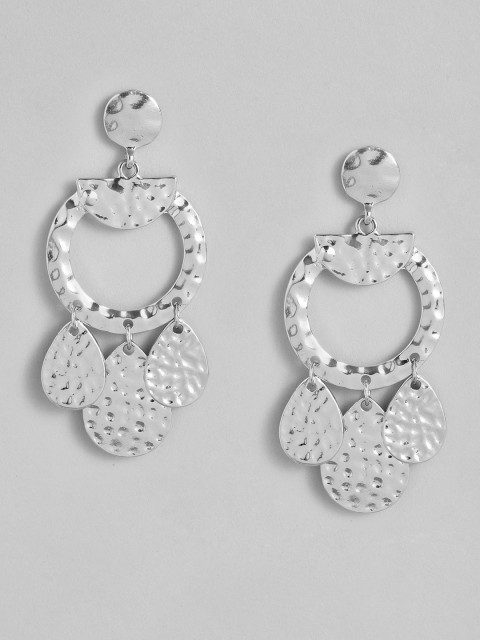 

DressBerry Silver-Toned Circular Drop Earrings