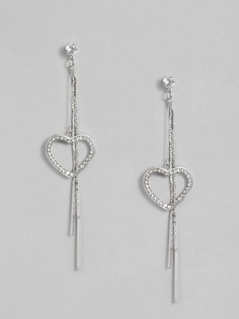 

DressBerry Silver-Toned Heart Shaped Drop Earrings