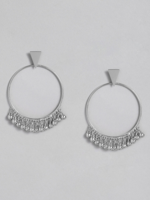 

DressBerry Silver-Toned Circular Drop Earrings