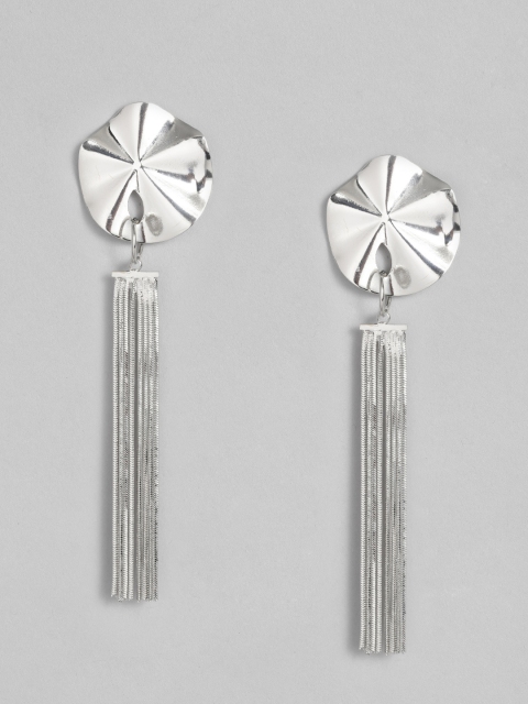

DressBerry Silver-Toned Geometric Drop Earrings