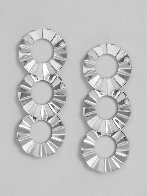 

DressBerry Silver-Plated Circular Drop Earrings