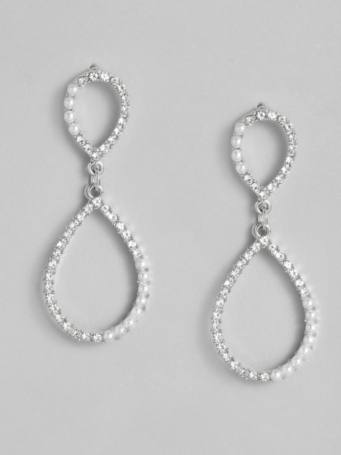 

DressBerry Silver-Toned Teardrop Shaped Drop Earrings