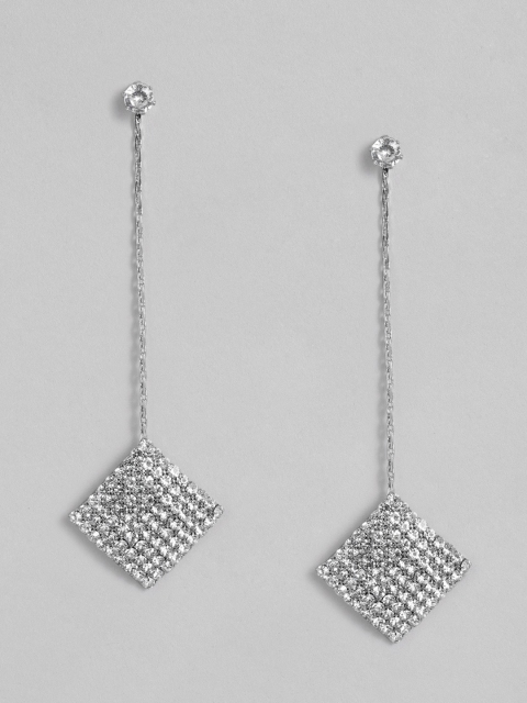 

DressBerry Silver-Toned Geometric Drop Earrings