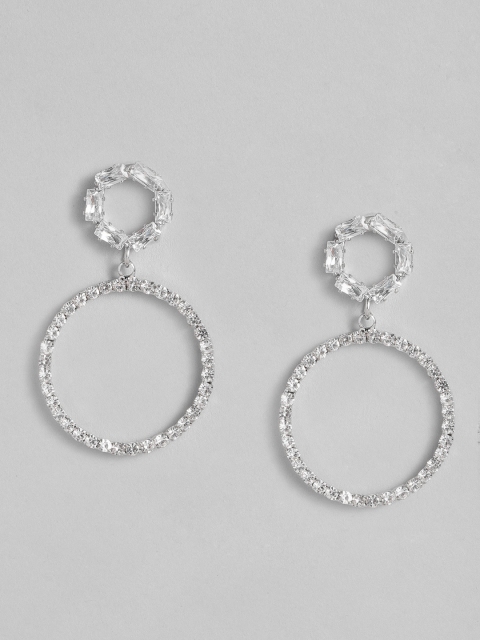 

DressBerry Silver-Toned Circular Drop Earrings