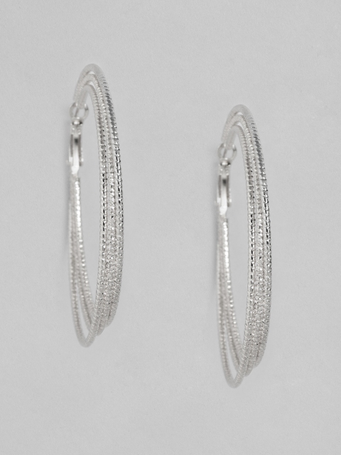 

DressBerry Silver-Toned Circular Hoop Earrings
