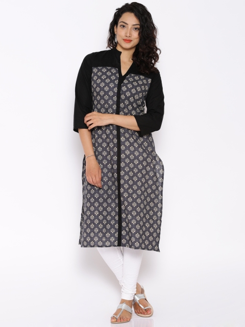 

Vishudh Black & Grey Printed Kurta