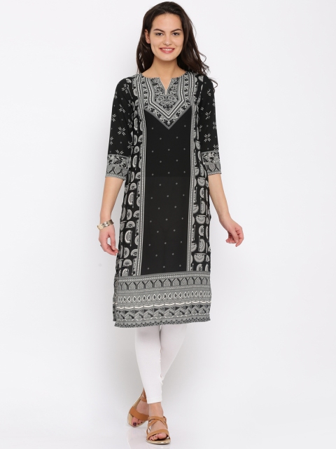

Vishudh Black Printed Kurta