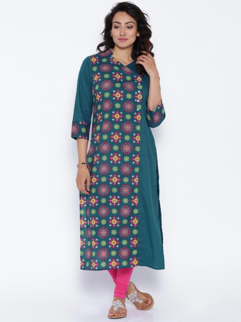 

Vishudh Teal Blue Printed Kurta