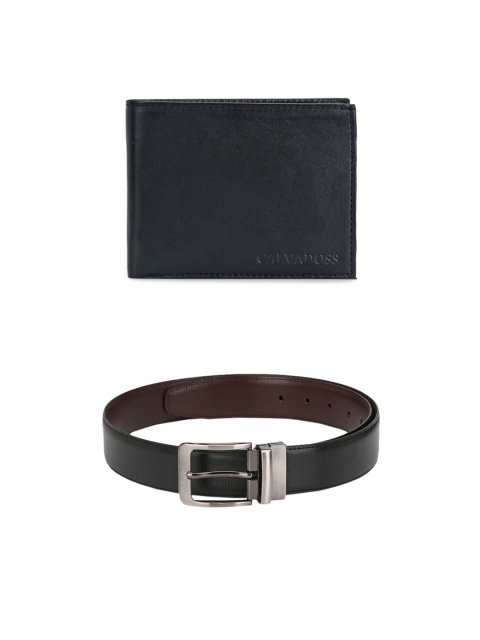 

Calvadoss Men Black & Brown Premium Belt and Wallet Set