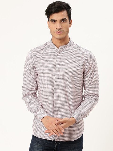 

United Colors of Benetton Men White & Red Slim Fit Hounstooth Casual Shirt