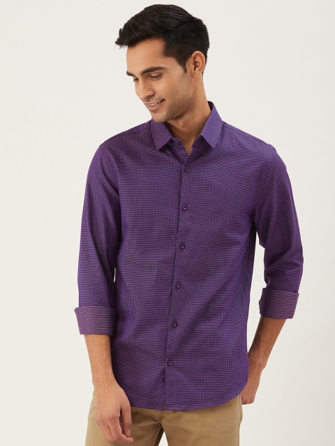 

United Colors of Benetton Men Purple & Blue Slim Fit Self-Design Casual Shirt