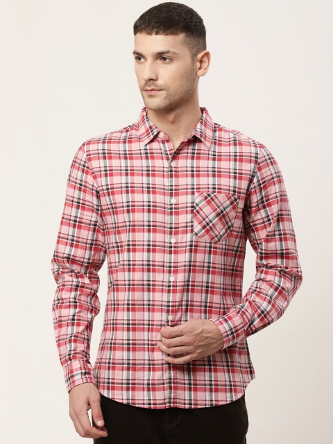 

United Colors of Benetton Men Red & Black Slim Fit Tartan Check Casual Shirt