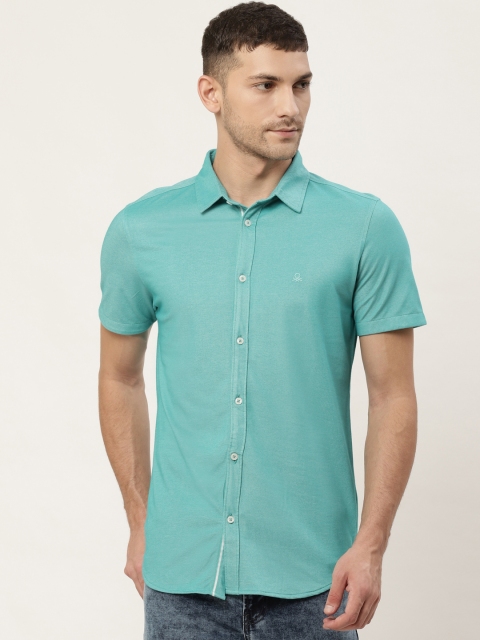 

United Colors of Benetton Men Sea Green Slim Fit Solid Casual Shirt