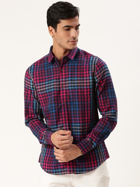 

United Colors of Benetton Men Black & Blue Slim Fit Checked Casual Shirt