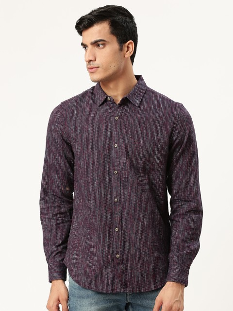 

United Colors of Benetton Men Purple & Red Slim Fit Self-Design Casual Shirt