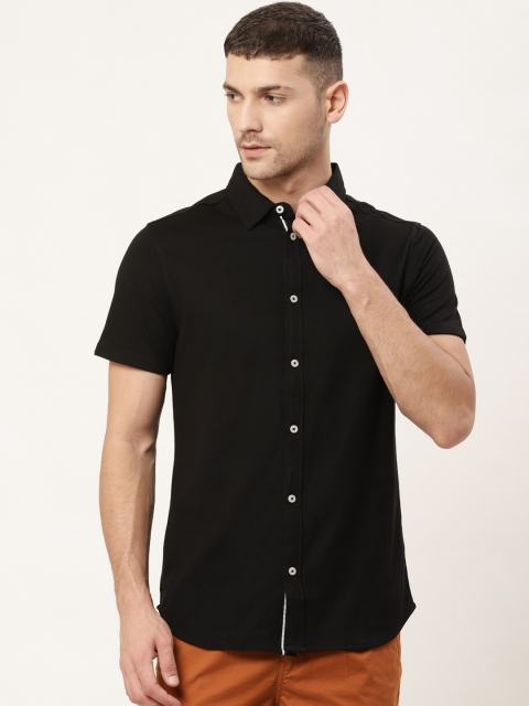 

United Colors of Benetton Men Black Slim Fit Solid Casual Shirt