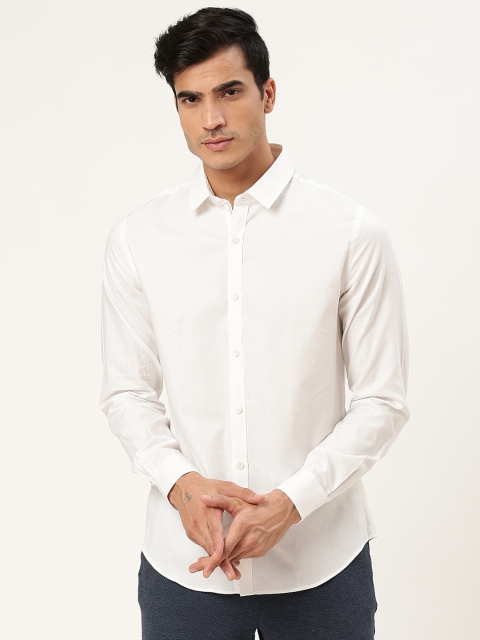 

United Colors of Benetton Men White Slim Fit Solid Casual Shirt
