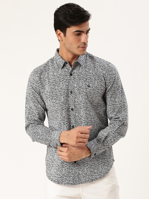 

United Colors of Benetton Men Navy Blue & White Slim Fit Printed Casual Shirt