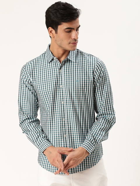 

United Colors of Benetton Men Blue & White Slim Fit Fi Gingham Check Casual Shirt