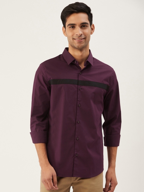 

United Colors of Benetton Men Aubergine Fit Solid Casual Shirt, Purple