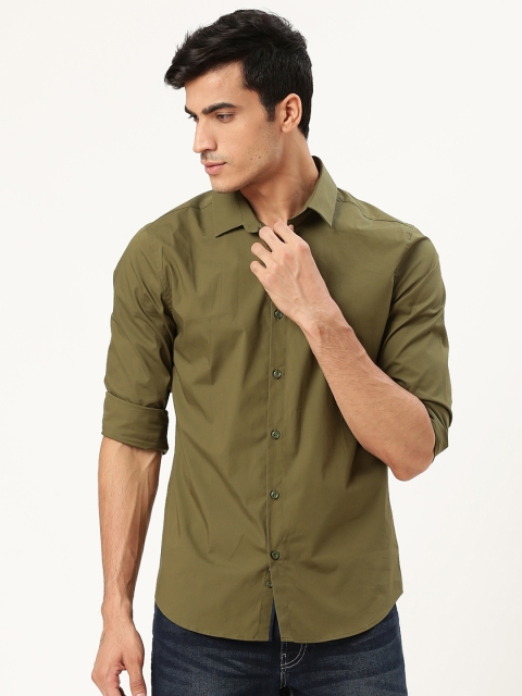 

United Colors of Benetton Men Olive Green Slim Fit Solid Casual Shirt